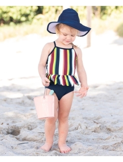 Infant/Toddler Girls Peplum Short Sleeve One Piece Swimsuit UPF 50  Sun Protection