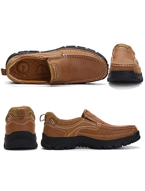 ALITIKAVIC Mens Slip On Casual Shoes Leather Comfortable Walking Loafers