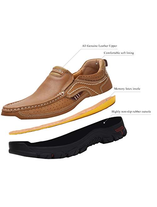 ALITIKAVIC Mens Slip On Casual Shoes Leather Comfortable Walking Loafers