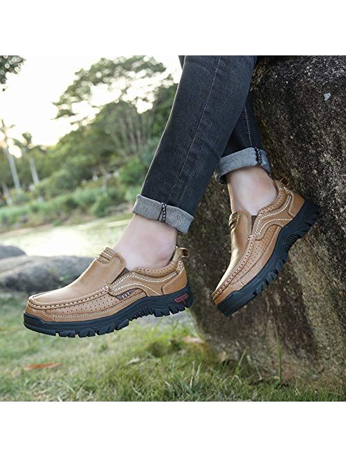 ALITIKAVIC Mens Slip On Casual Shoes Leather Comfortable Walking Loafers