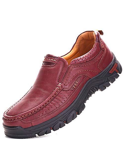 ALITIKAVIC Mens Slip On Casual Shoes Leather Comfortable Walking Loafers