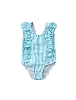 2Pcs Set Toddler Baby Girl Swimsuit Floral Leopard Ruffle Swimwear Bikini Tankini Sunsuit