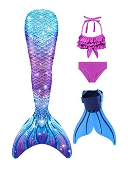 Mermaid Tails with Mono Fin Sparkle Mermaid Swimsuit for Kids Girls Boys