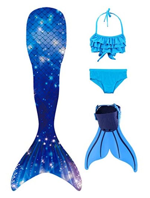 Mermaid Tails with Mono Fin Sparkle Mermaid Swimsuit for Kids Girls Boys