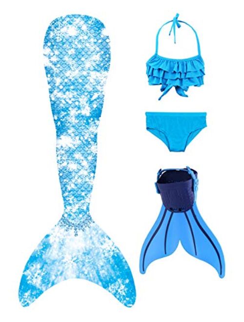 Mermaid Tails with Mono Fin Sparkle Mermaid Swimsuit for Kids Girls Boys