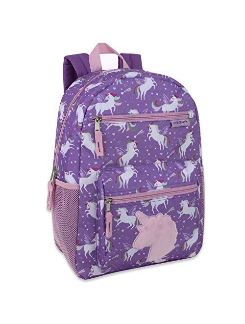 Girl's Backpack With Plush Applique And Multiple Pockets