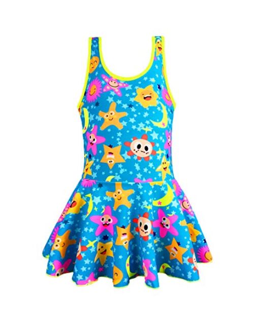 KuKiee Girls One Piece Rainbow Unicorn Swimsuit Stars Print Swimwear Bathing Suit