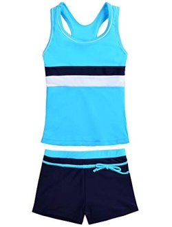 Uhnice Girls Swimsuit Two Piece Tankini Swimwear with Boyshort