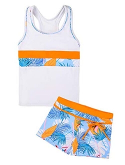 Uhnice Girls Swimsuit Two Piece Tankini Swimwear with Boyshort