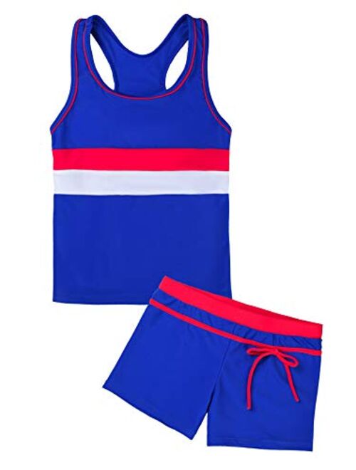 Uhnice Girls Swimsuit Two Piece Tankini Swimwear with Boyshort