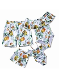 IFFEI Mommy and Me Swimsuit One Piece Pineapple Printed Family Matching Swimwear