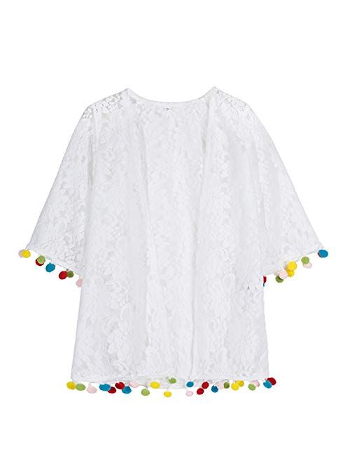 Sylfairy Unicorn Cover Up for Girls Rainbow Swimwear Coverups Swimsuit Beach Dress Top with Pompom Tassel