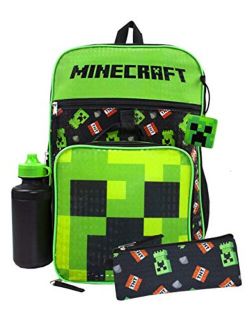 Minecraft Creeper & TNT 5 Piece Backpack Set, Black, Size One Size