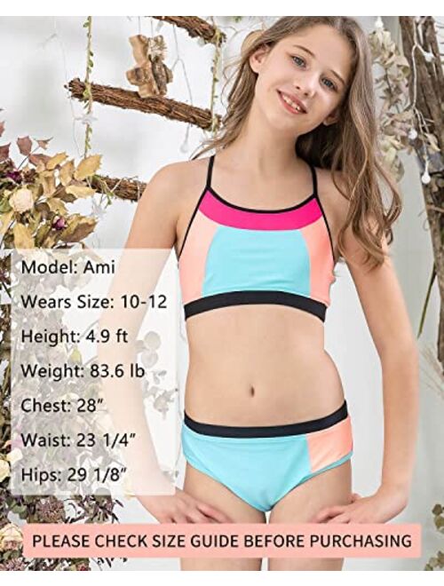 Buy AS ROSE RICH Girls Bathing Suits 7-16 - 2 Piece Swimsuits for Toddler  Teen Girls - Summer Beach Sports Swimsuits online