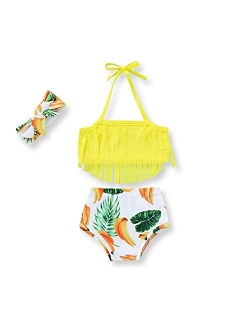 Baby Girl Babies Swimwear Tassels Floral Pinapple Bowknot Swimsuit Bathing Suit Bikini Set Outfits Summer