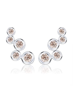 AoedeJ Bubble 925 Sterling Silver Cubic Zirconia Ear Climber Earrings Cartilage Crawler Stud Earrings