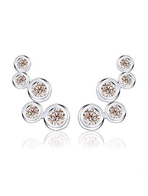 AoedeJ Bubble 925 Sterling Silver Cubic Zirconia Ear Climber Earrings Cartilage Crawler Stud Earrings