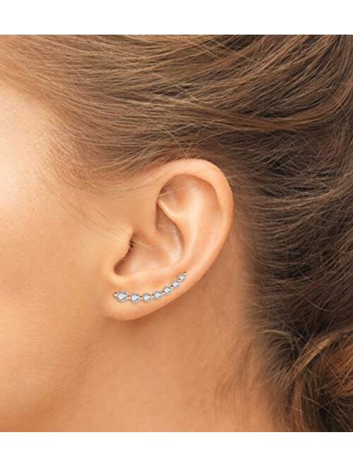 AceLay 14k Gold Plated Sterling Silver Ear Climber - Cuff Earring Filled With Cubic Zirconia CZ Stones | Hypoallergenic Earring Ear Crawler Earrings For Women