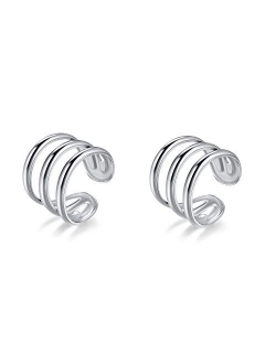 SLUYNZ 925 Sterling Silver Multi Circles Cuff Earrings for Women Teen Girls Clip Ons Earrings Cartilage Earrings