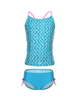 BELLOO Girls Two Pieces Swimsuit Tankini Set 2 Piece Bathing Suits for 4-14 Years