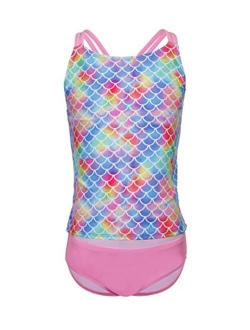 BELLOO Girls Two Pieces Swimsuit Tankini Set 2 Piece Bathing Suits for 4-14 Years