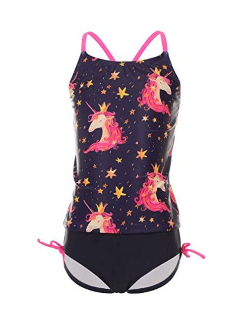 BELLOO Girls Two Pieces Swimsuit Tankini Set 2 Piece Bathing Suits for 4-14 Years