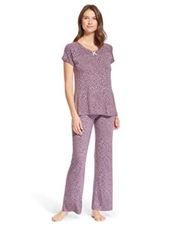 kathy ireland Womens Lightweight Shirt Long Pants Pajama Lounge Sleep Set