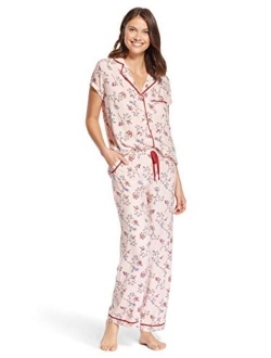 kathy ireland Womens Lightweight Shirt Long Pants Pajama Lounge Sleep Set