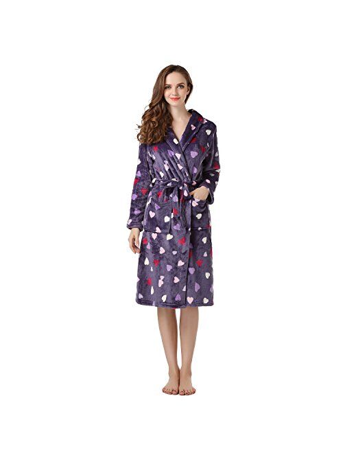 Richie House Women's Plush Soft Warm Bathrobe Robe Size S-XL