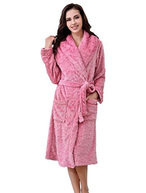 Richie House Women's Plush Soft Warm Bathrobe Robe Size S-XL