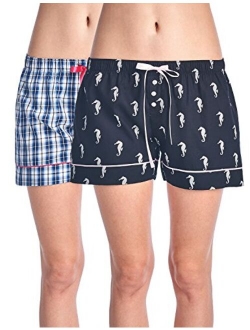 Casual Nights Women's 2 Pack Cotton Woven Lounge Boxer Shorts