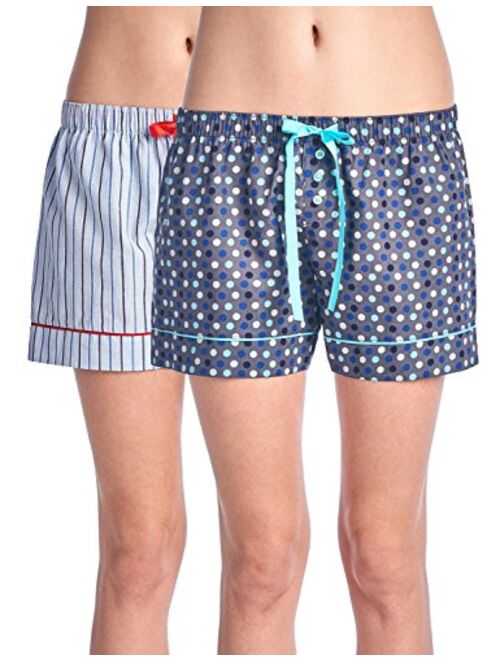 Casual Nights Women's 2 Pack Cotton Woven Lounge Boxer Shorts