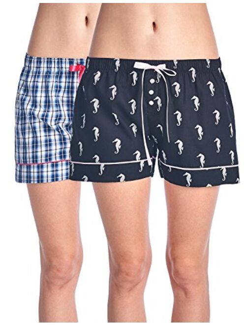 Casual Nights Women's 2 Pack Cotton Woven Lounge Boxer Shorts