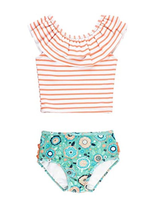 RuffleButts Girls Cropped Peplum Tankini 2 Piece Swimsuit w/Ruffles