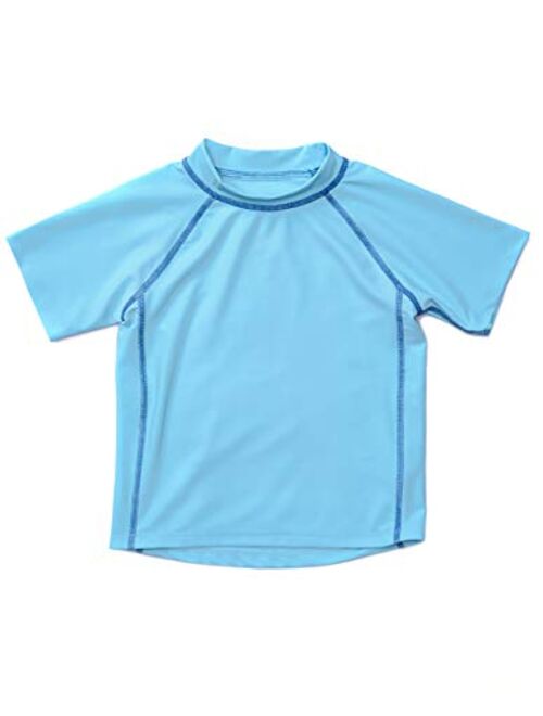 Leveret Short Sleeve Baby Boys Girls Rash Guard Sun Protected UPF + 50 Kids & Toddler Swim Shirt (12 Months-5 Toddler)