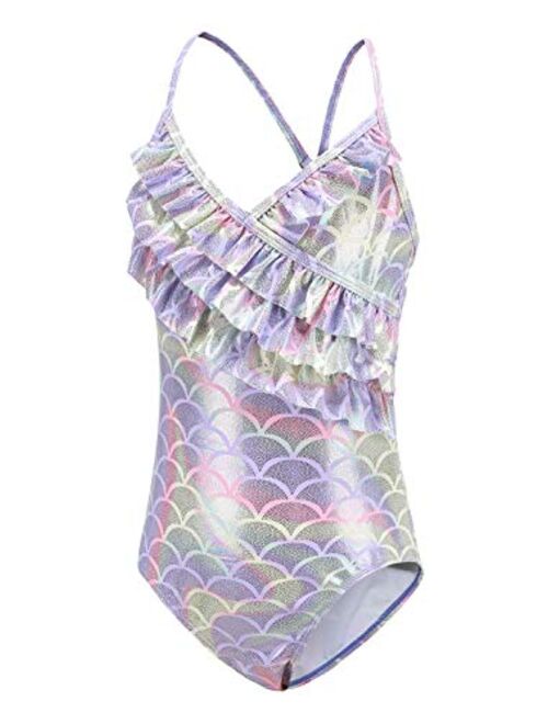 Girls One Piece Swimsuits Mermaid Bathing Suits Summer Swimsuit 2-14 Years