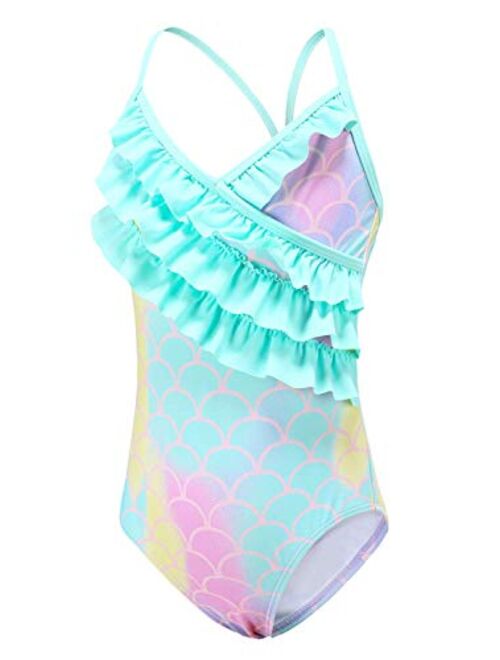 Girls One Piece Swimsuits Mermaid Bathing Suits Summer Swimsuit 2-14 Years