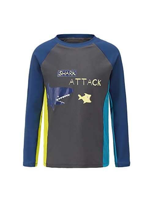 Kids Swim Shirt Boys Long Sleeve Rash Guard Shirts UPF 50+/Sun Protetion Swimsuits