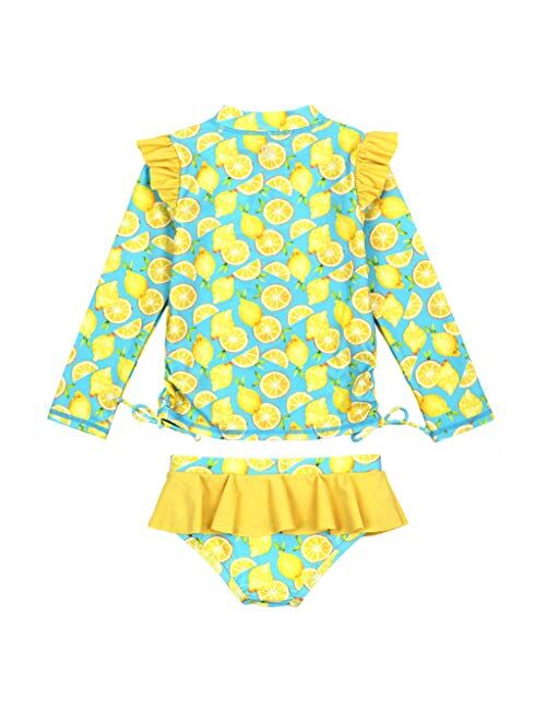 SwimZip Girl's 2 Piece Long Sleeve Rash Guard Swimsuit UPF 50+ (Multiple Colors)