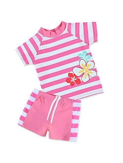 TFJH E Girls Swimsuit UPF 50+ UV Kids Two Piece Swimwear Sunsuit 2-6 Years