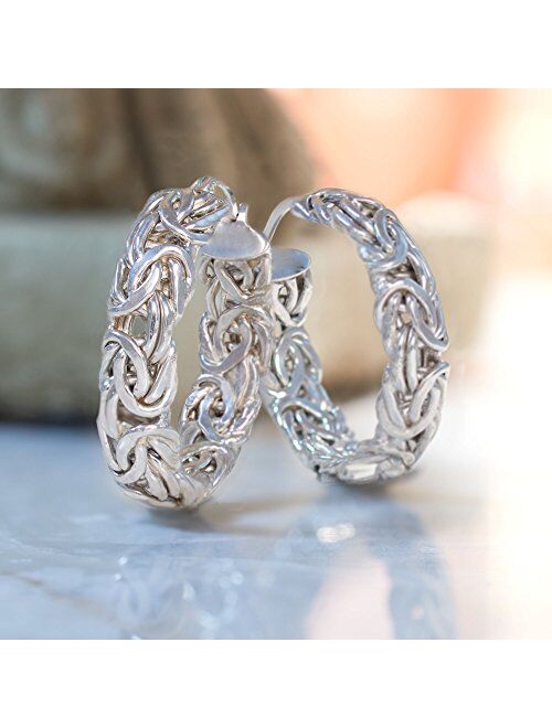 Ross-Simons Sterling Silver Small Byzantine Hoop Earrings