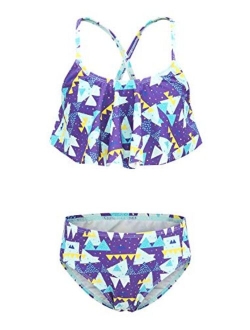 Girls Two Piece Swimsuits Rainbow Bikini Sets Adjustable Strap Bathing Suits