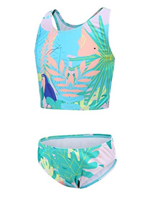 Girls Two Piece Swimsuits Rainbow Bikini Sets Adjustable Strap Bathing Suits