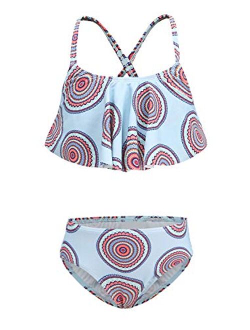 Girls Two Piece Swimsuits Rainbow Bikini Sets Adjustable Strap Bathing Suits