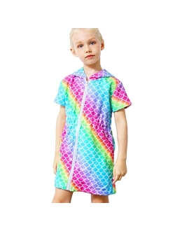 Sylfairy Unicorn Cover Up for Girls Terry Swim Cover Ups Hooded Terry Kids Cover Up Bathing Suit Beach Dress 4-9Years