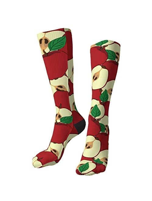 Novelty Crew Socks Hipster Apple Pattern Soft Dress Mid Socks Casual Athletic For Men Women