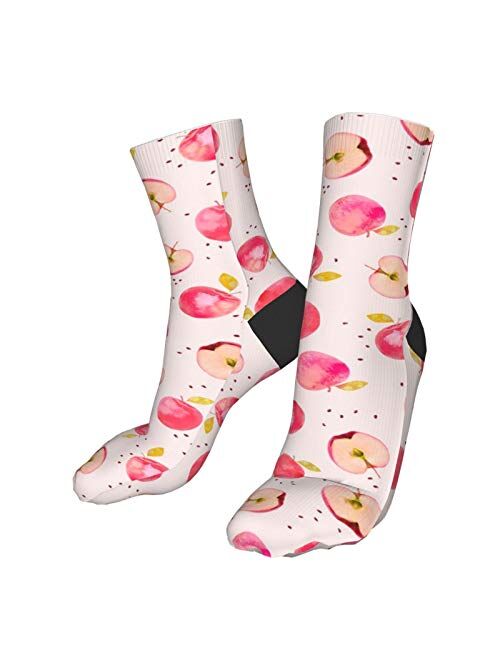 BLongTai Thicker Men's Women's Apple Print Novelty Crew Socks Funny Crazy Socks