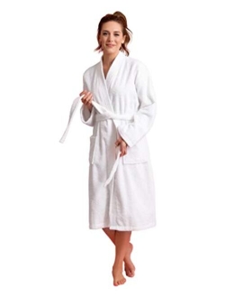 Soft Touch Linen Women's Soft Absorbent Bath Robe Terry Cloth Kimono Long Bathrobe 100% Turkish Cotton