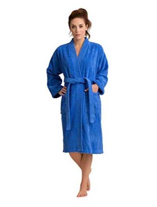 Soft Touch Linen Women's Soft Absorbent Bath Robe Terry Cloth Kimono Long Bathrobe 100% Turkish Cotton