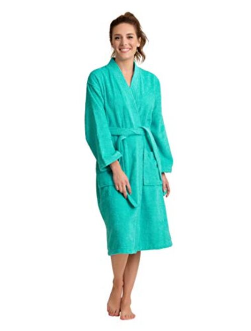 Soft Touch Linen Women's Soft Absorbent Bath Robe Terry Cloth Kimono Long Bathrobe 100% Turkish Cotton